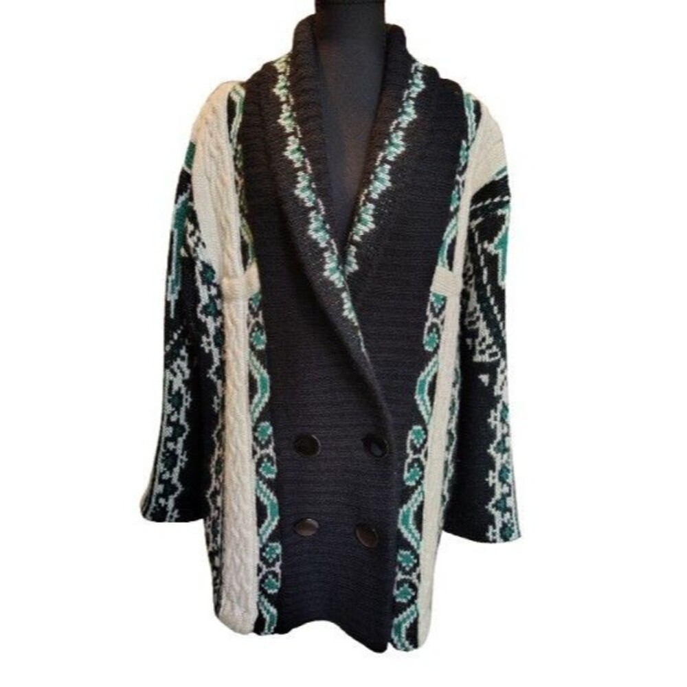 Vintage IB Diffusion Mohair Wool Cardigan Coat Southwestern Aztec Sz M Rare